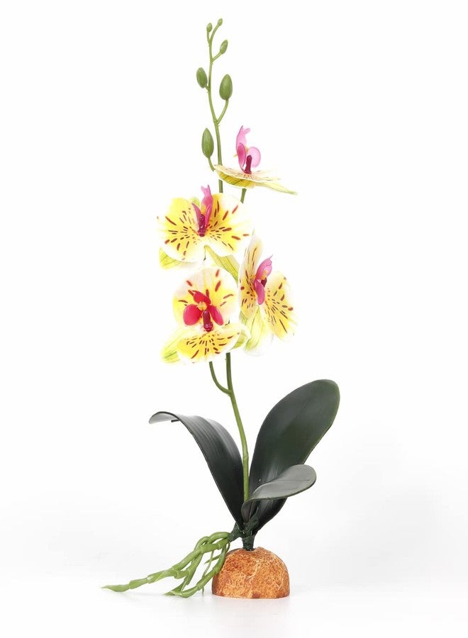 WOLEDOE Fake Orchids Artificial Flowers, Reptile Terrarium Decor Plants, Bearded Dragon Tank Habitat Accessories fit Crested Gecko Leopard Lizard Chameleon Ball Python Snake Frog - White - Image 1
